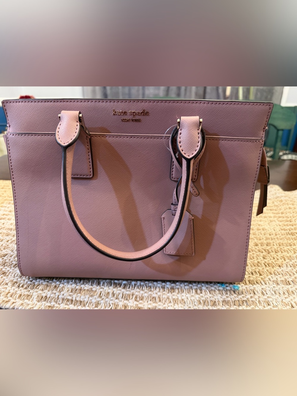 kate spade Mauve Pink Structured Satchel with Gold Logo